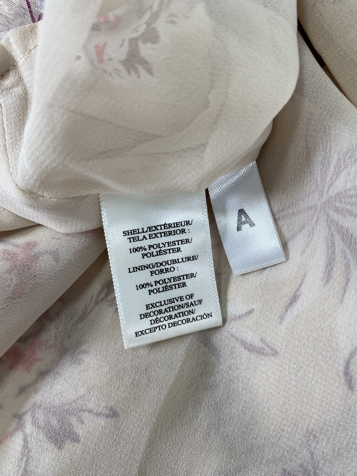 Ann Taylor Women’s Beige Floral 1/2 Pleated Bell Sleeve Blouse - S