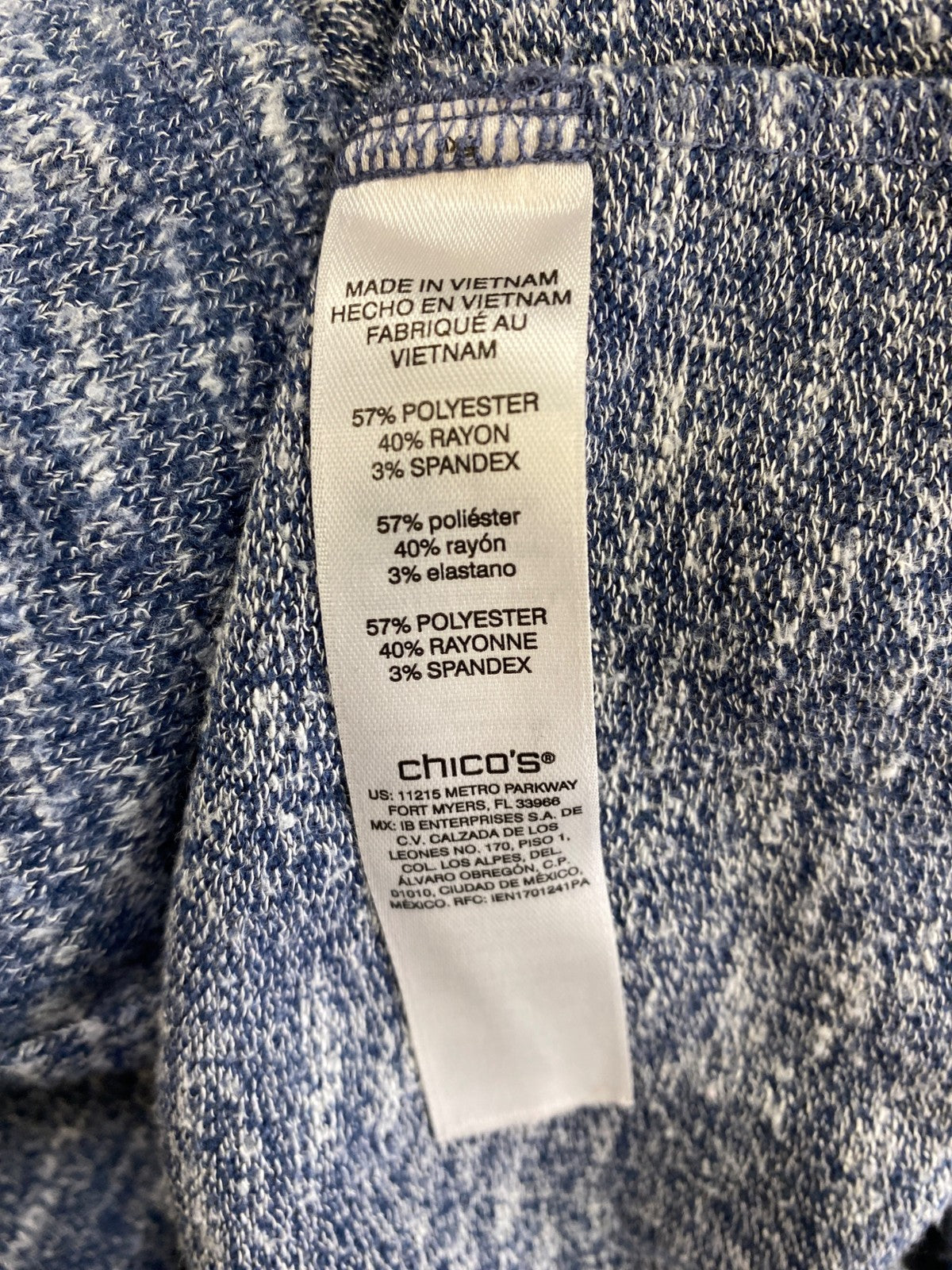 Chico’s Women’s Blue Long Sleeve Cowl Zip Neck Sweater - 2/US L