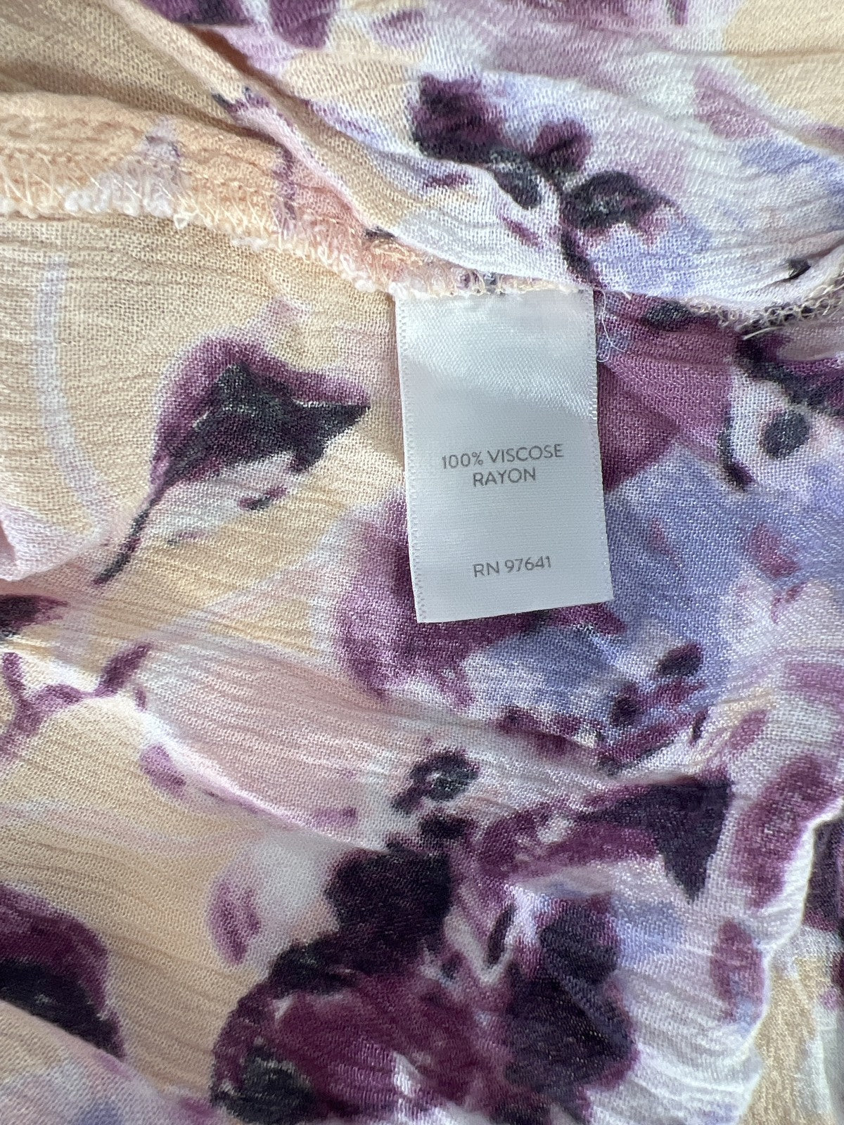 J.Jill Women’s Beige/Purple Floral Pleated 3/4 Bell Sleeve Blouse - M