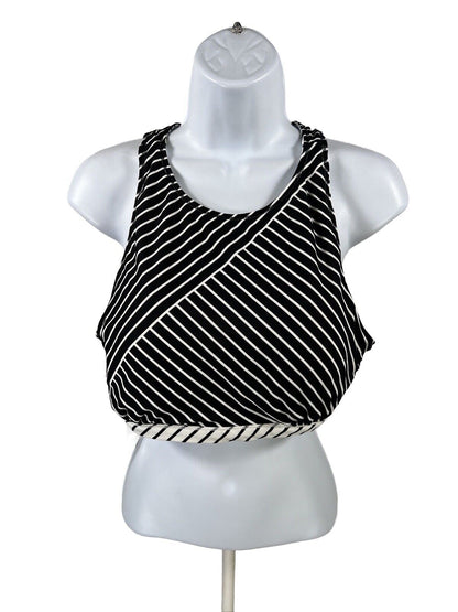 NEW Athleta Womens Black/White Striped Offshore Reversible Bikini Top - L