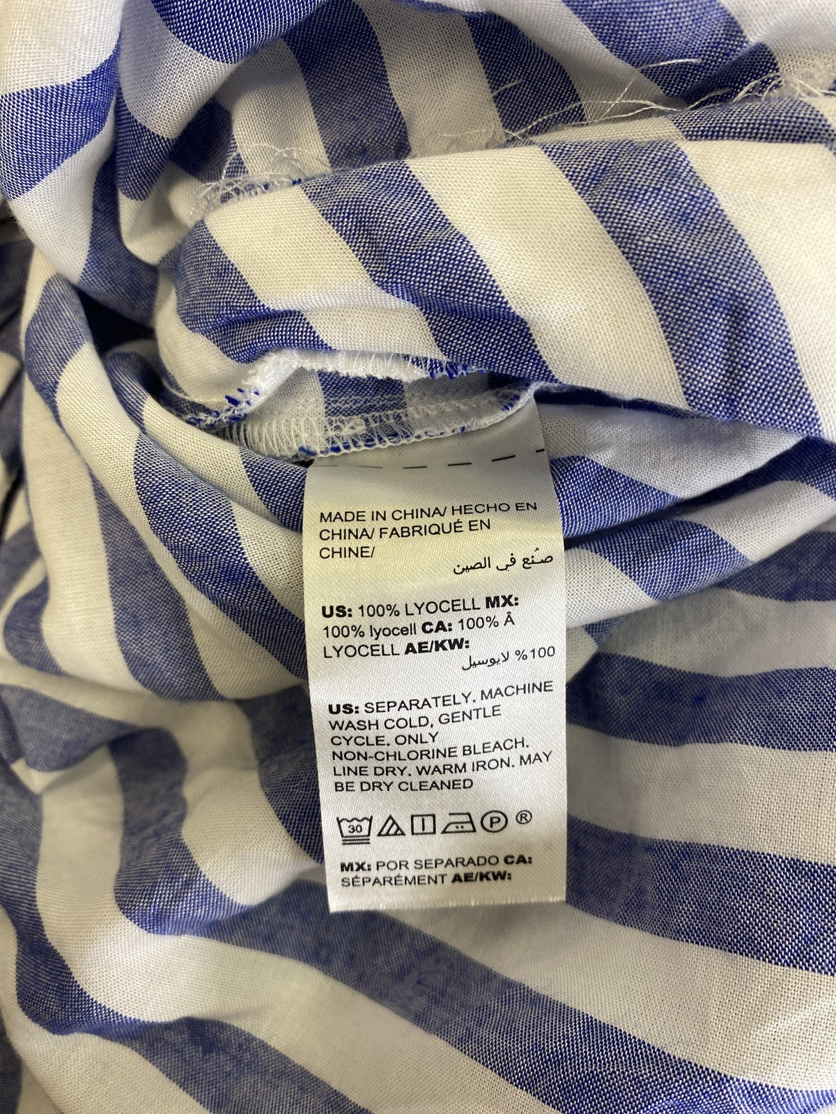 Chico’s Women’s Blue/White Striped Long Sleeve Button Up Shirt - 0/US 4-6