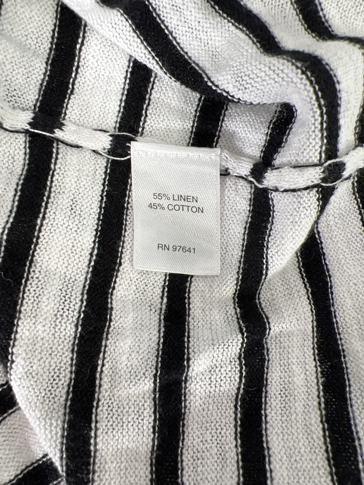 J.Jill Women’s White/Black Striped Linen Blend 1/2 Sleeve Pullover Shirt - XS