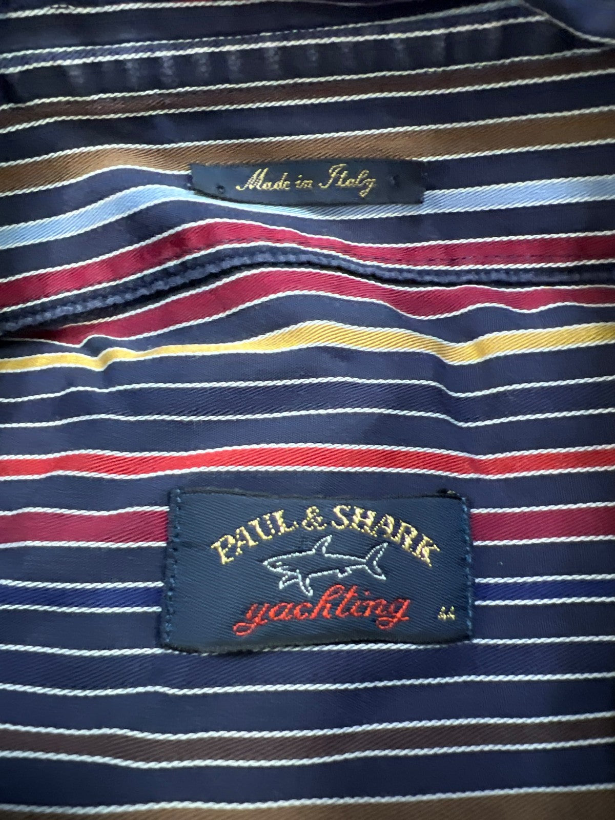 Paul and Shark Men’s Blue Striped Long Sleeve Button Up Shirt - 44