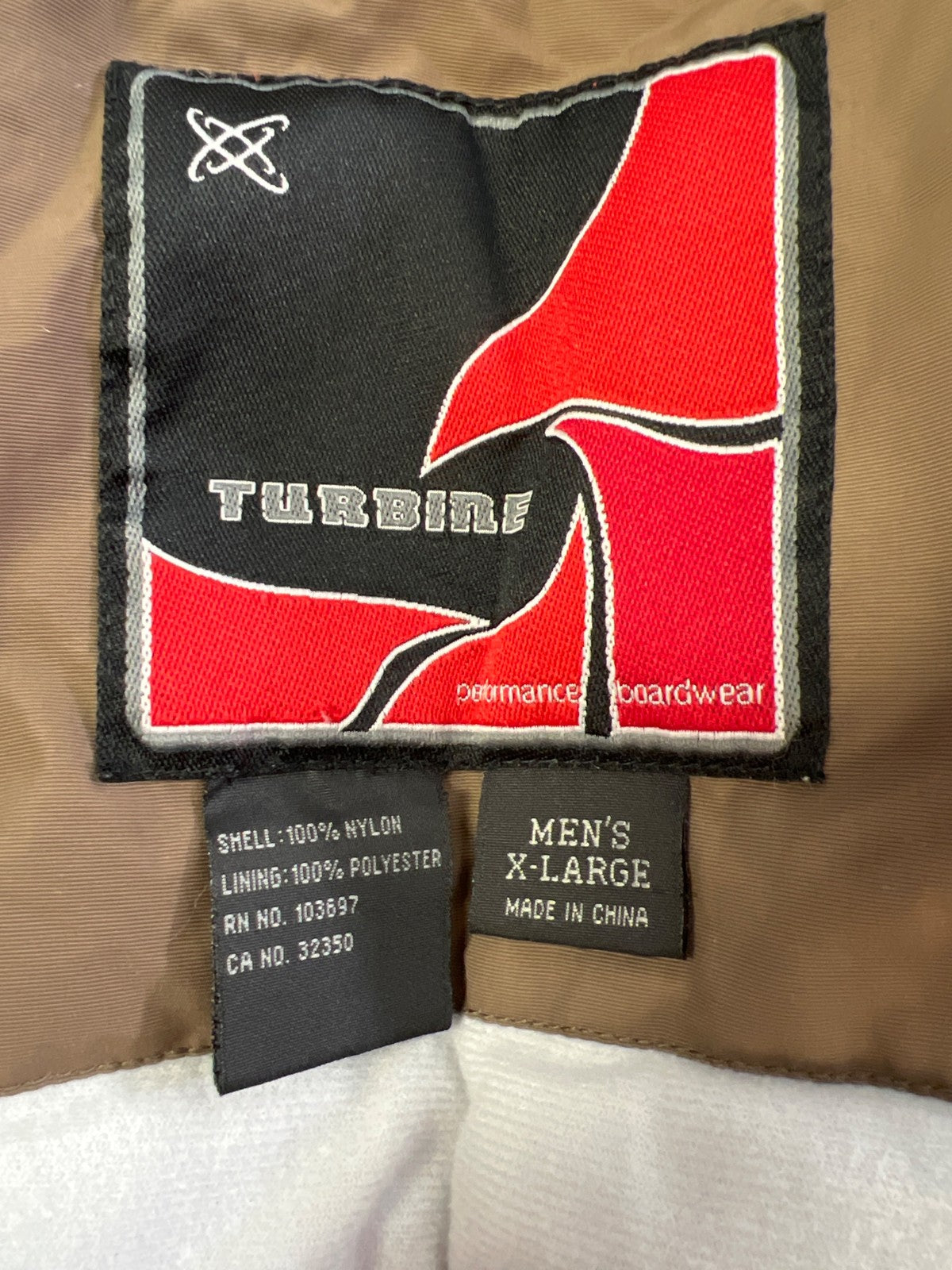 Turbine Men’s Brown Long Sleeve Full Zip Insulated Boardwear Winter Coat - XL