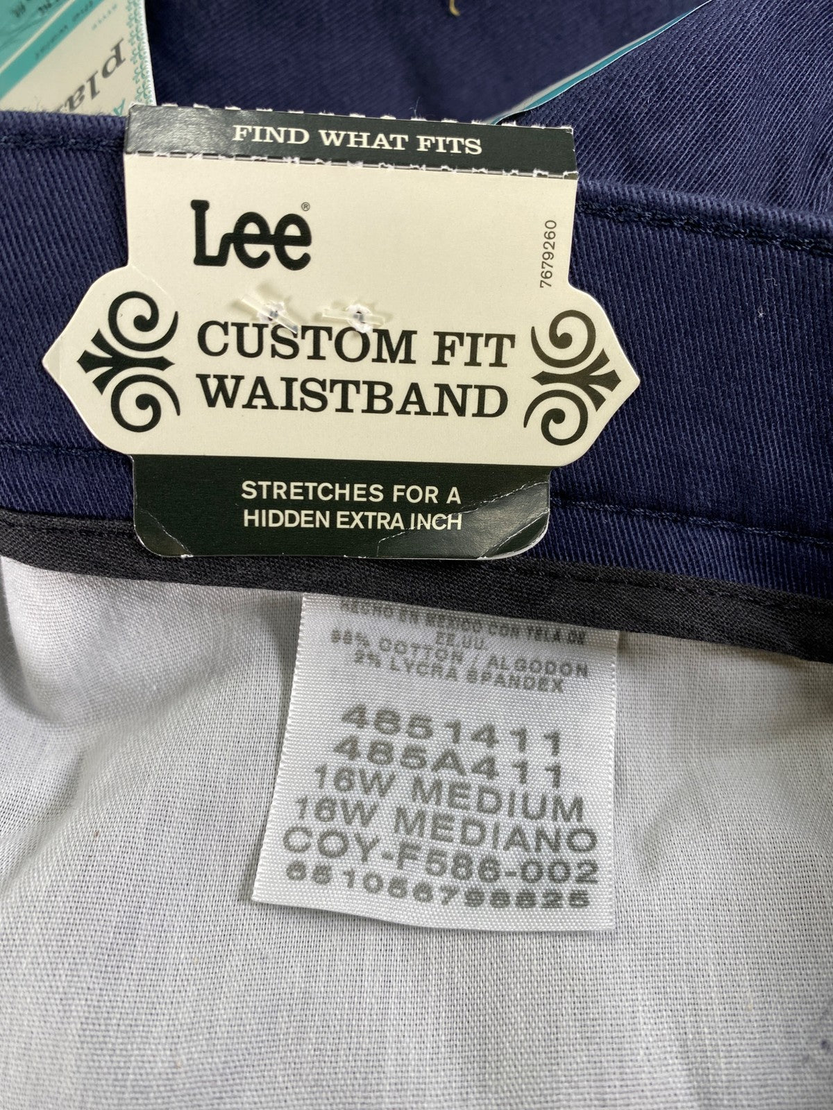 Lee Women’s Navy Blue Plain Front Straight Leg Pants - 16 Plus