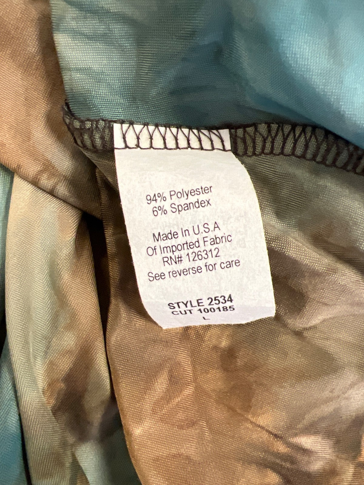 Dressbarn Women’s Brown/Blue Glitter 3/4 Sleeve V-Neck Blouse - L