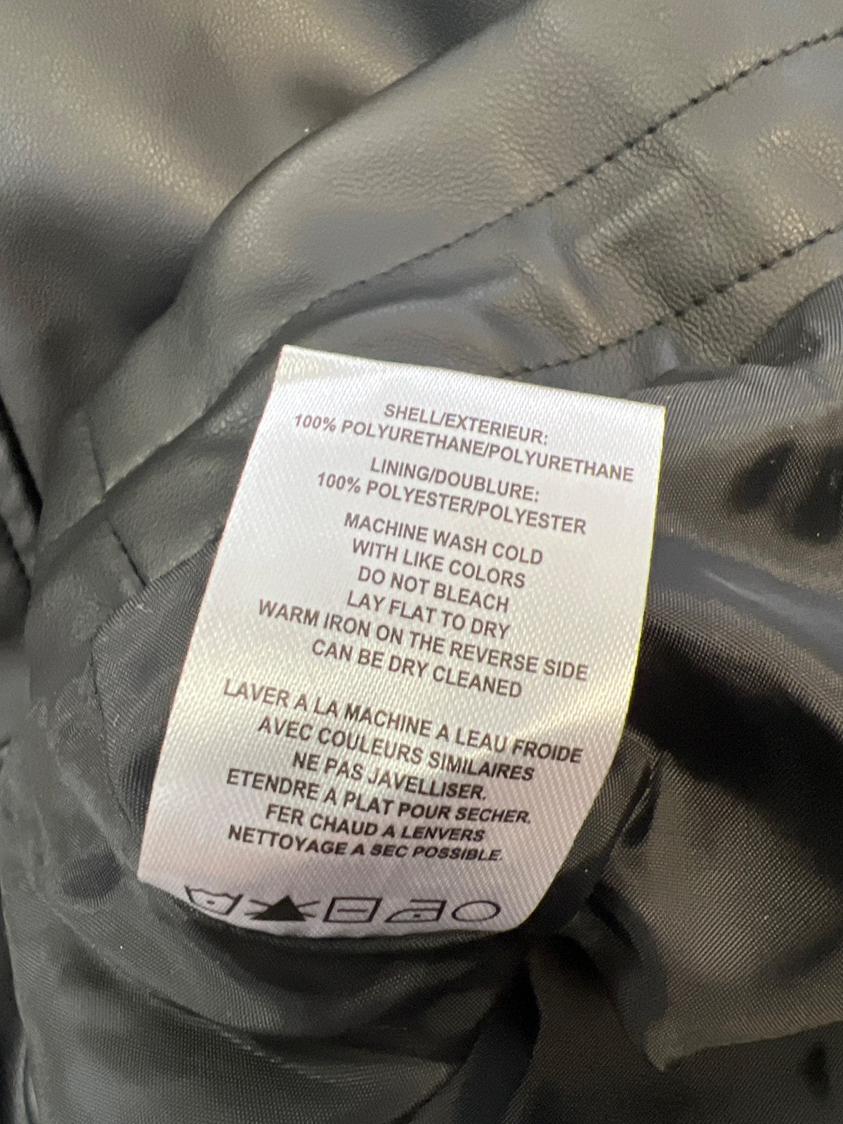 Vigoss Women’s Black Faux Leather Full Zip Cropped Moto Jacket - M