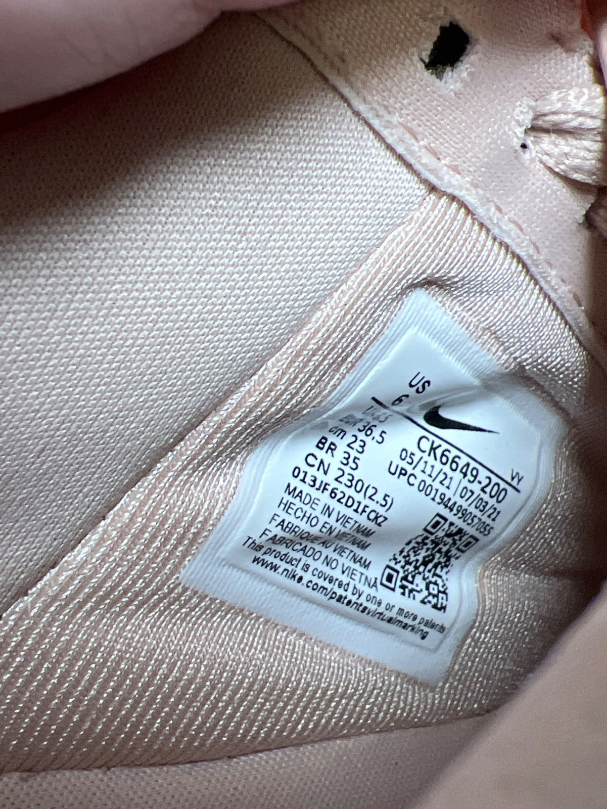 Nike Women’s Pink Air Force Low Pixel Lace Up Sneakers - 6