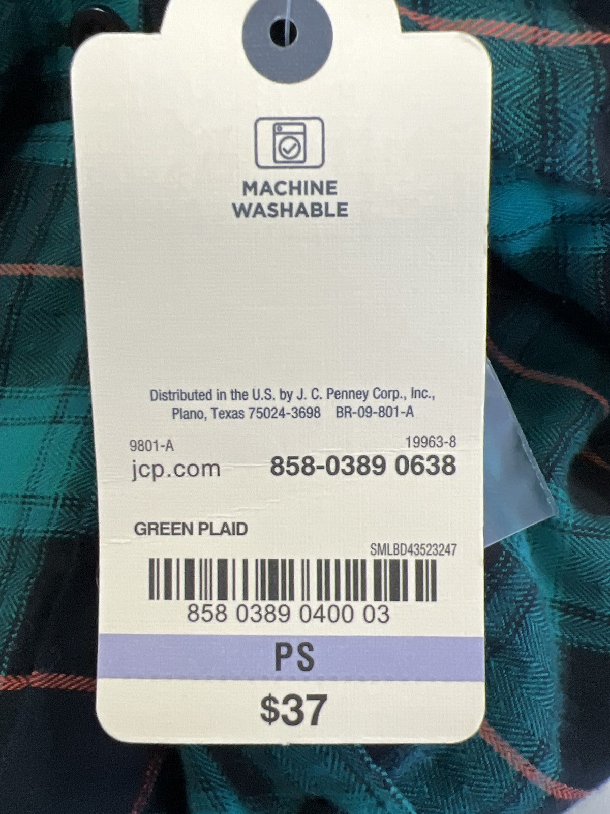 St.Johns Bay Women’s Green/Black Plaid Long Sleeve Flannel Shirt - Petite S