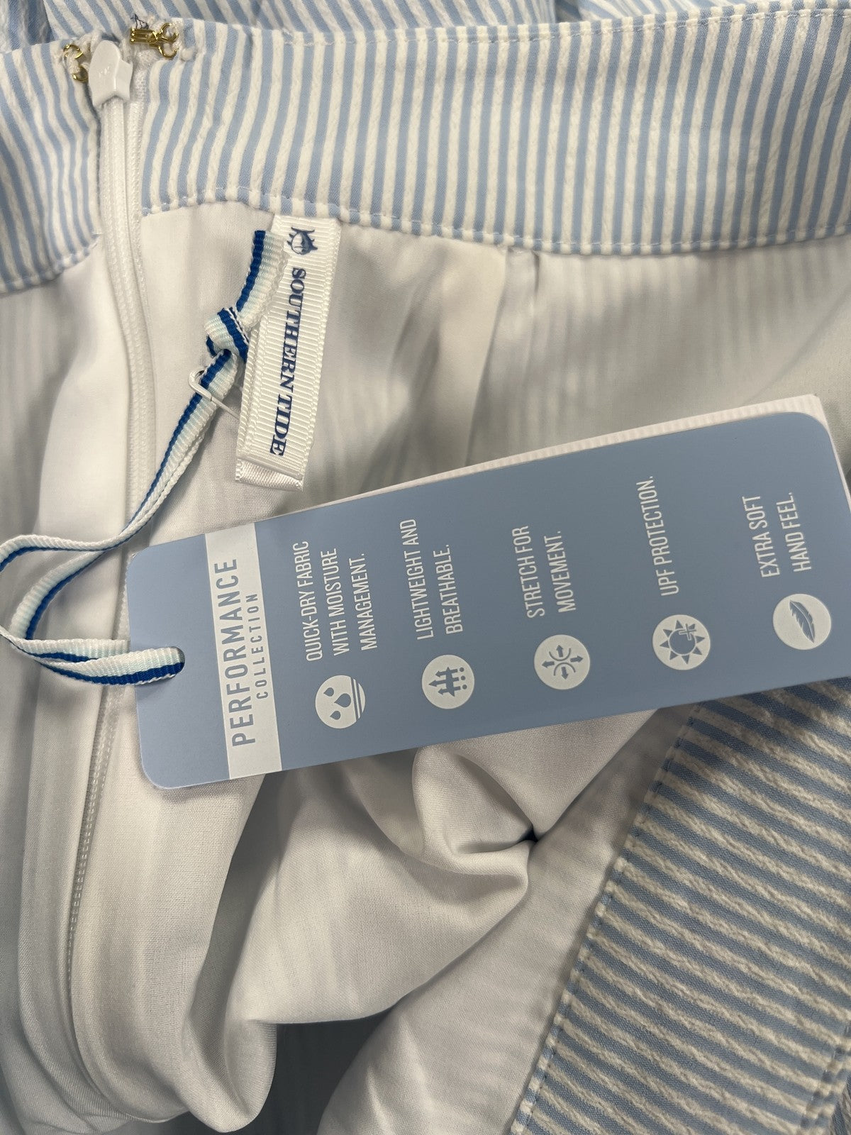 NEW Southern Tide Women’s Blue/White Stripe Seersucker Ruffle Skirt - 6