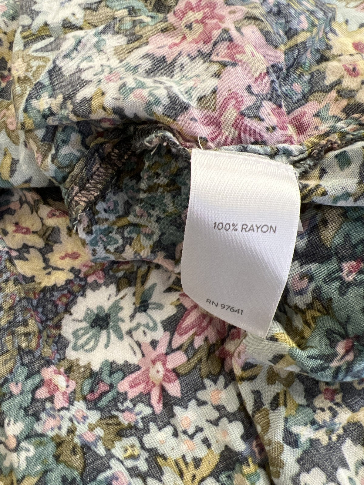 J.Jill Women’s Green/Blue Floral 3/4 Sleeve Pullover Blouse - XS