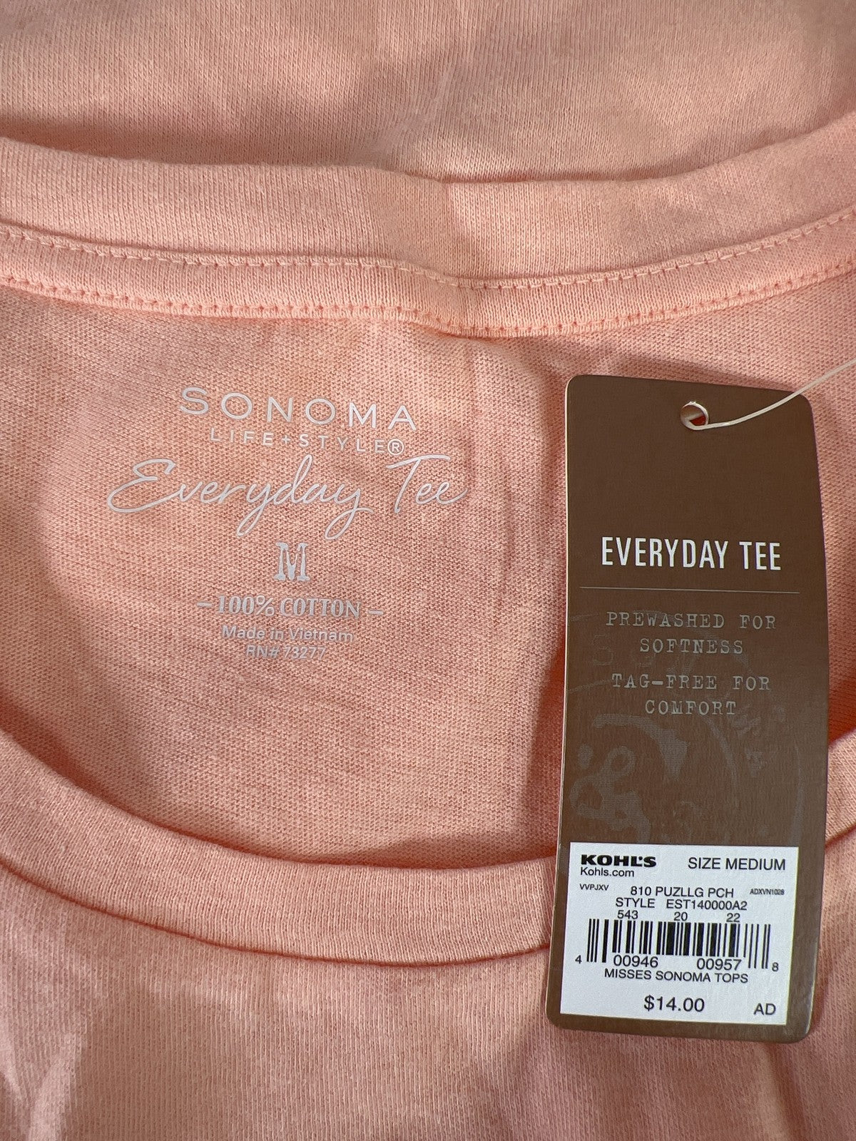 NEW Sonoma Women’s Pink Short Sleeve Cotton Everyday T-Shirt - M