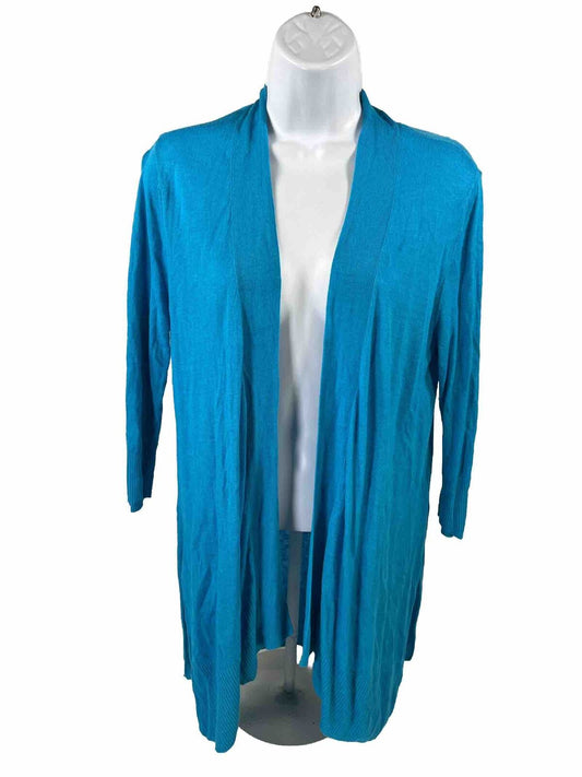 Chico's Women's Aqua Blue 3/4 Sleeve Linen Blend Cardigan - 0/US S