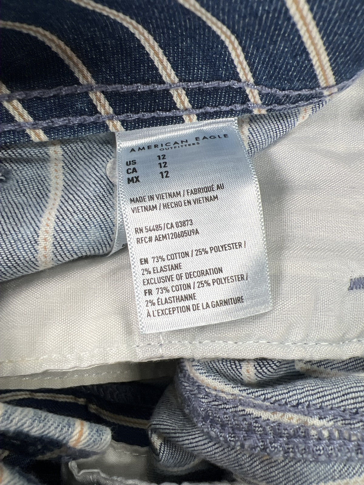 NEW American Eagle Women’s Blue Striped Highest Rise Tie Front Shorts - 12