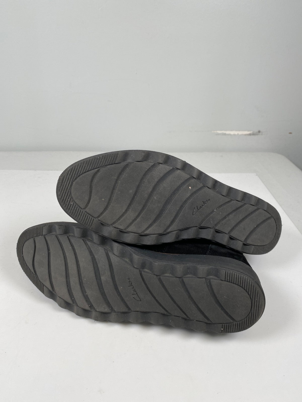 Clarks Collection Women’s Black Suede Sharon Wedge Ankle Boots - 8.5