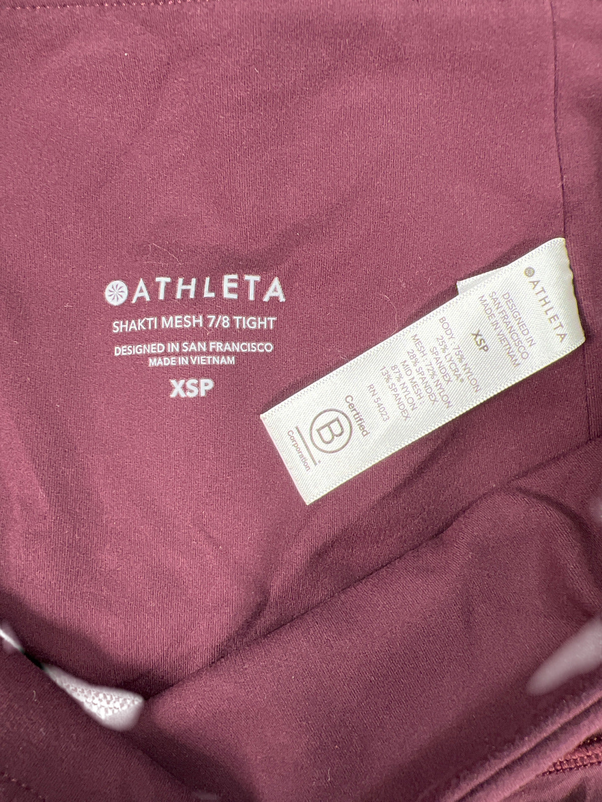 Athleta Women’s Burgundy Shakti Mesh 7/8 Athletic Leggings - XS Petite
