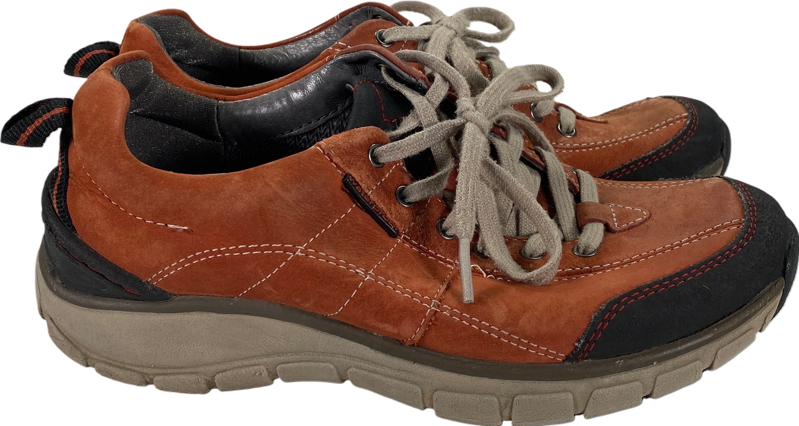 Clarks Women's Brown/Black Leather Wavewalk Lace Up Walking Shoes