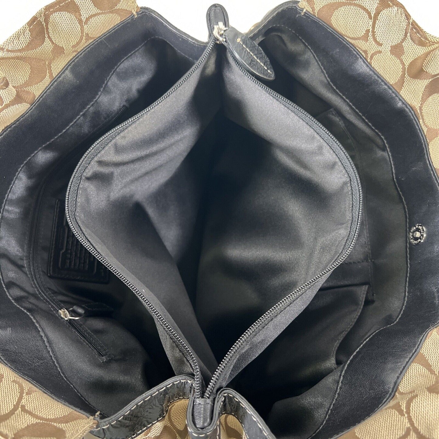 Coach Brown Signature Fabric Penelope Shopper Shoulder Bag Purse