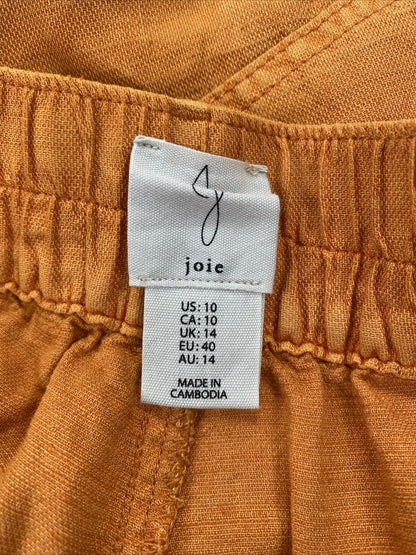 NEW Joie Women's Orange Linen Blend High Rise Shorts - 10