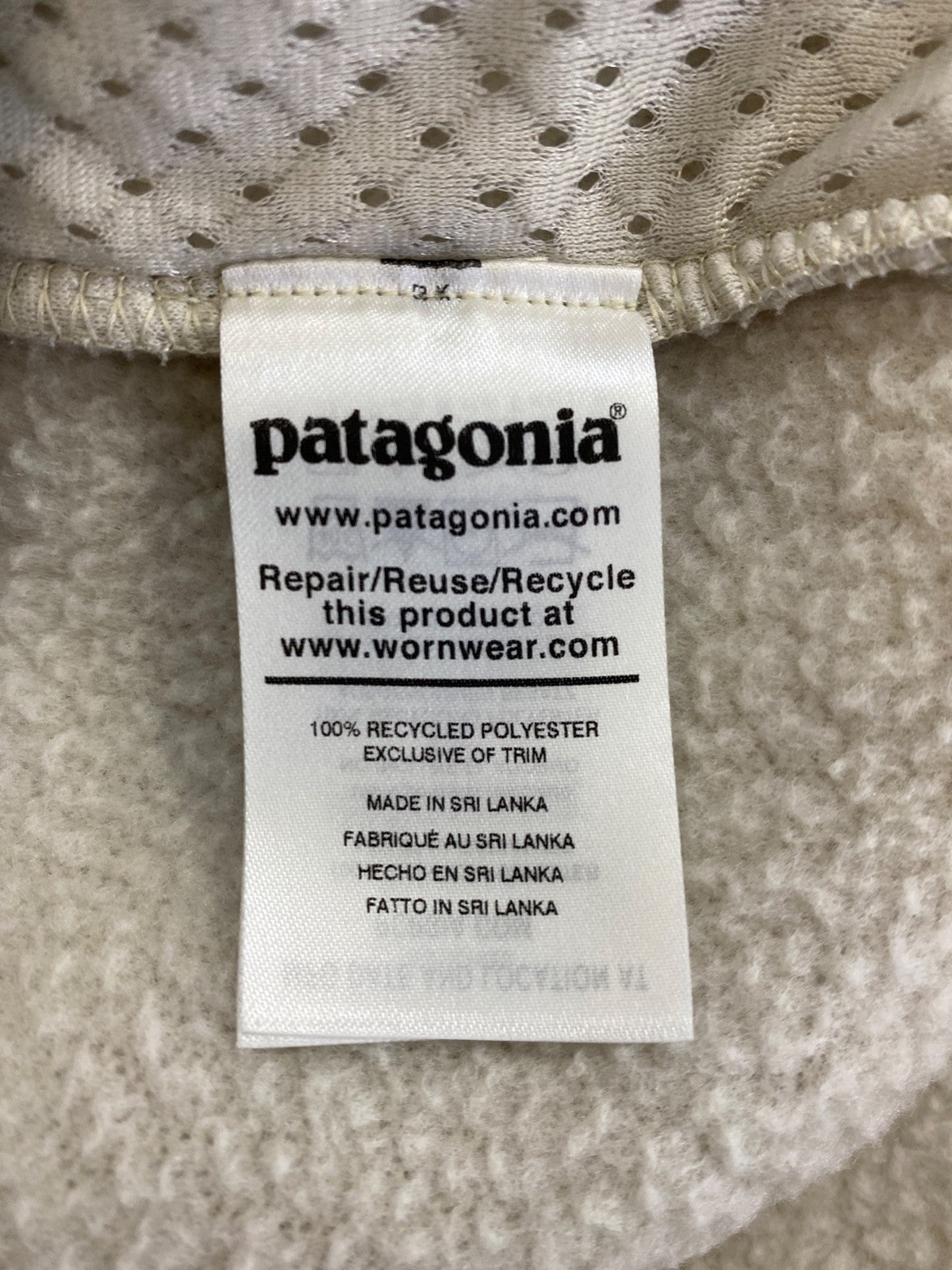 Patagonia Women’s Ivory Retro Pile Fleece Marsupial 1/2 Zip Pullover Jacket - L