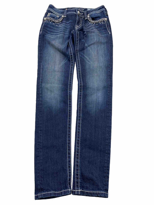 Miss Me Women's Dark Wash Rhinestone Skinny Jeans - 27