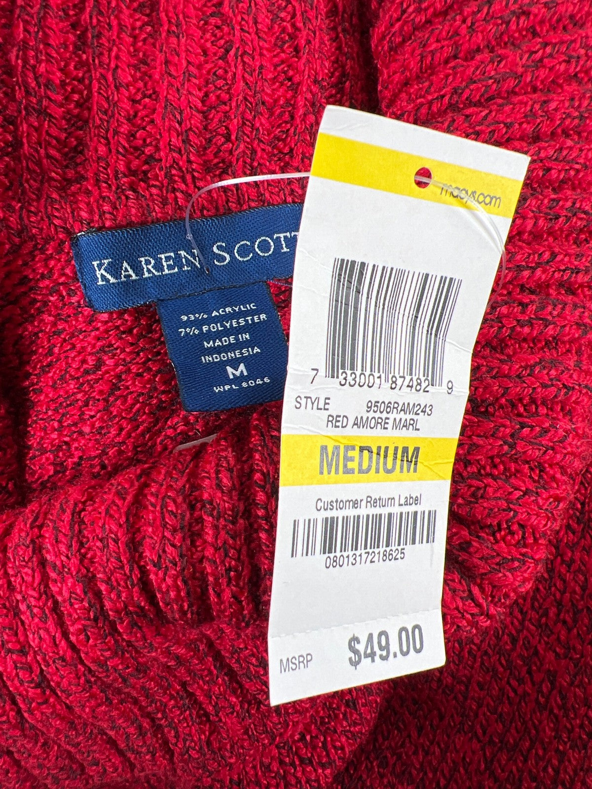 Karne Scott Women’s Red Cowl Neck Long Sleeve Sweater Dress - M