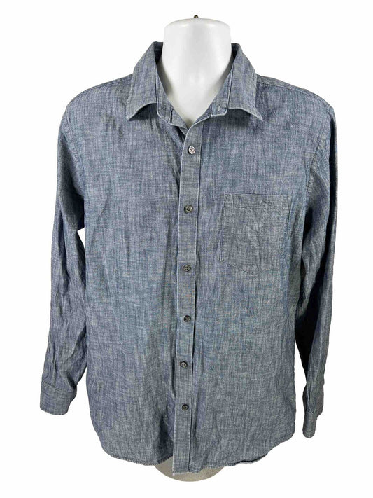 Banana Republic Men's Blue Chambray Soft Wash Slim Button Up Shirt - L