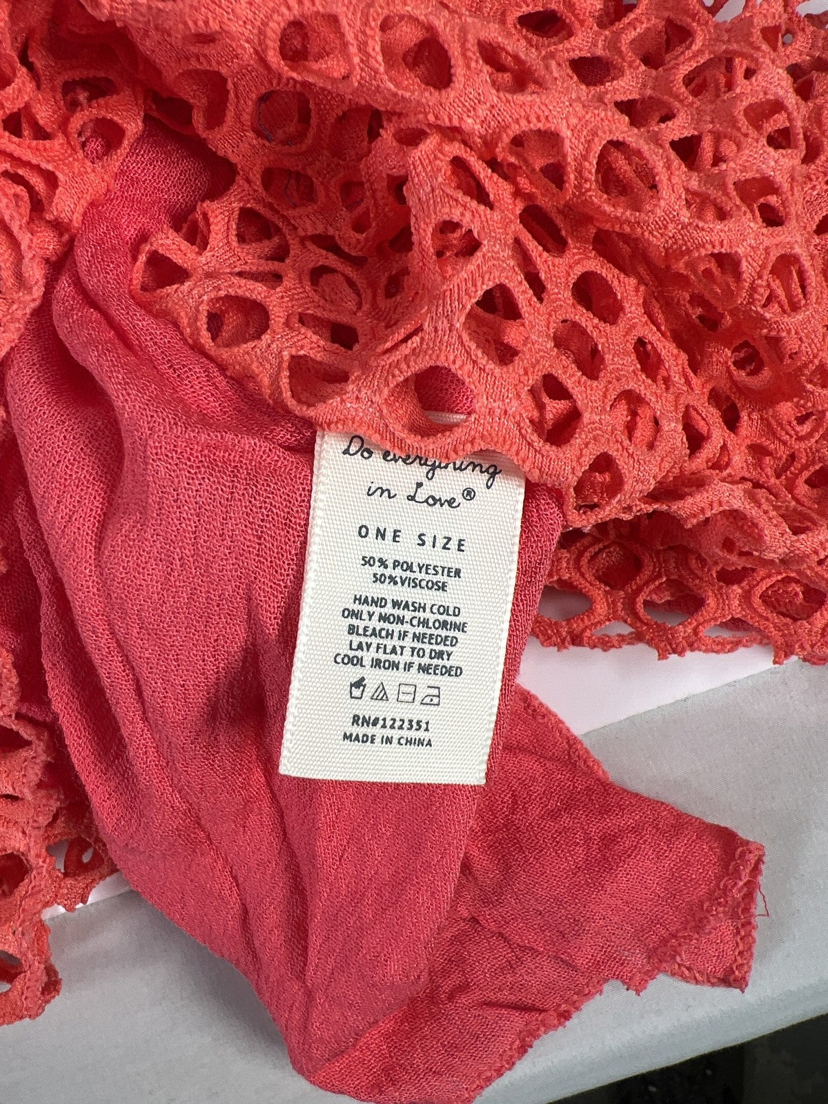 NEW Do Everything In Love Women’s Coral/Pink Mesh Front Poncho Cover Up - OS