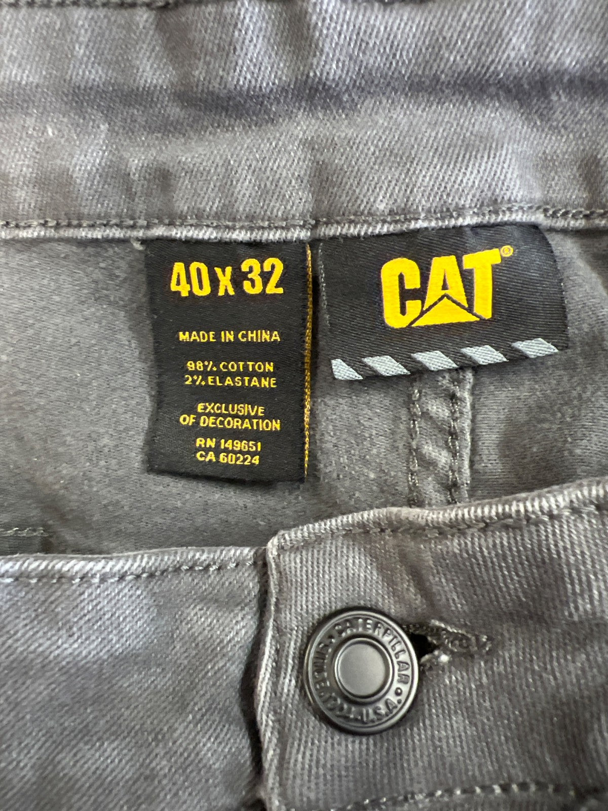 CAT Men’s Gray Straight Leg Canvas Pants - 40x32