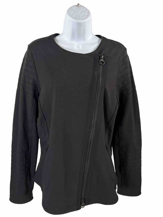 Athleta Women's Black Full Zip Moto Sweatshirt Jacket - L