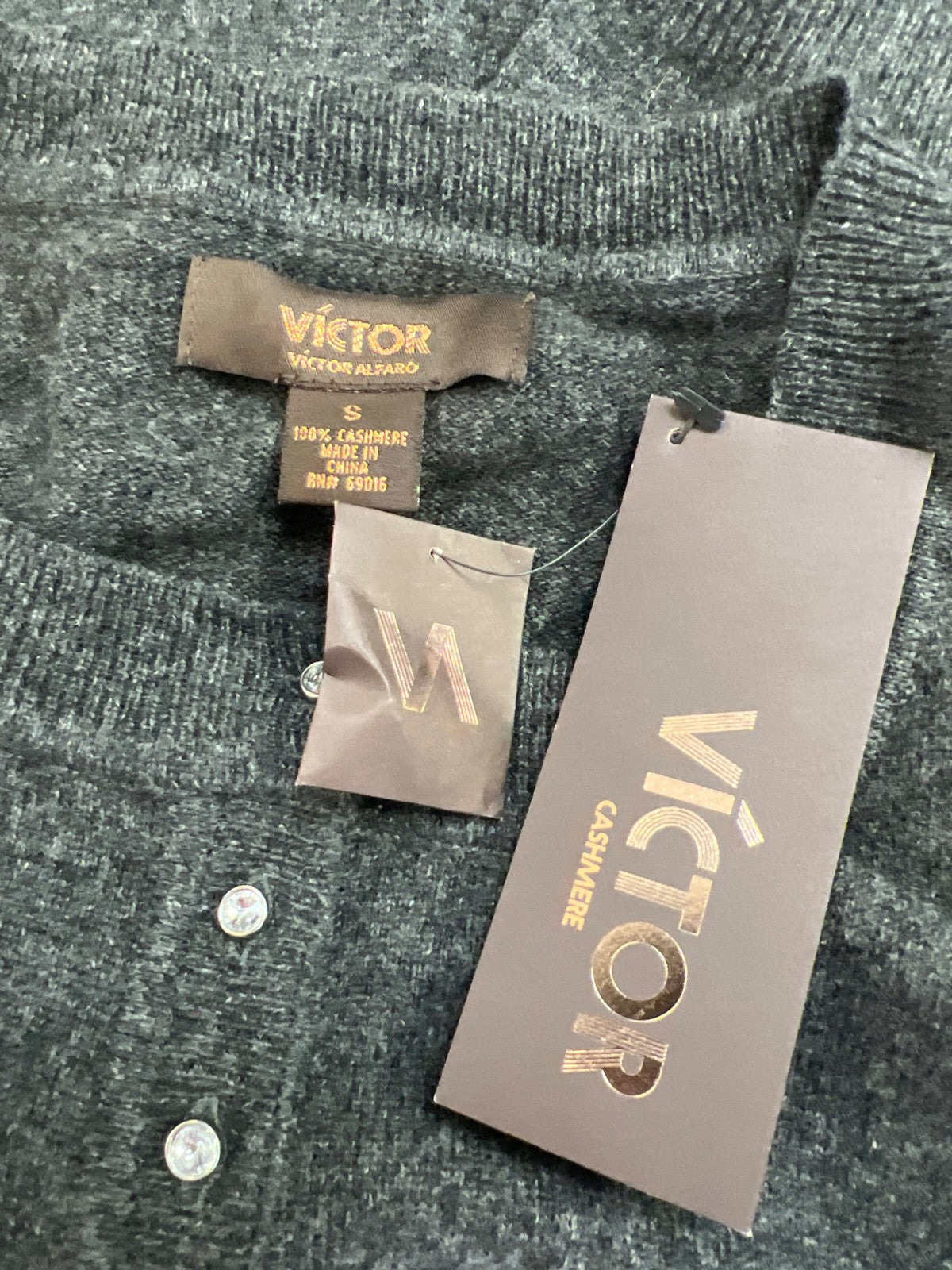 Victor by Victor Alfaro Women’s Gray Cashmere Button Up Cardigan Sweater - S