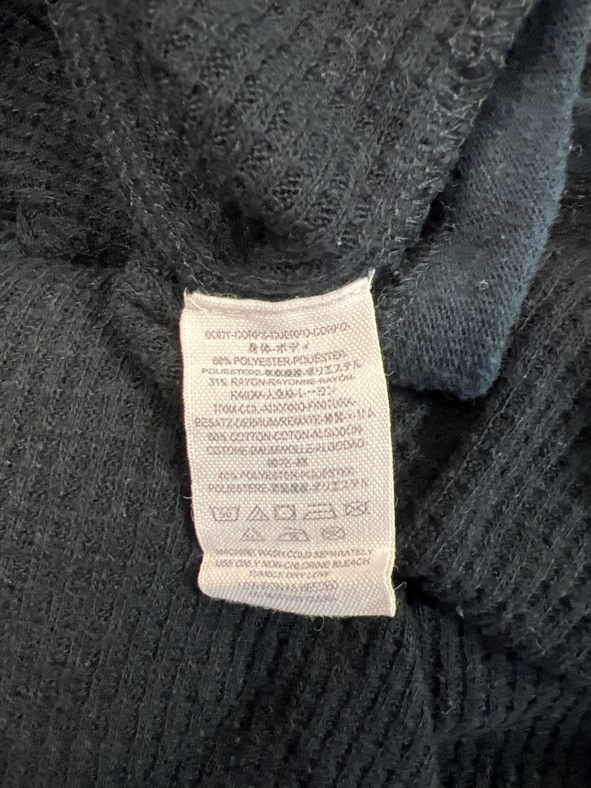 We The Free People Women’s Black Long Sleeve Waffle Knit Sweater - S