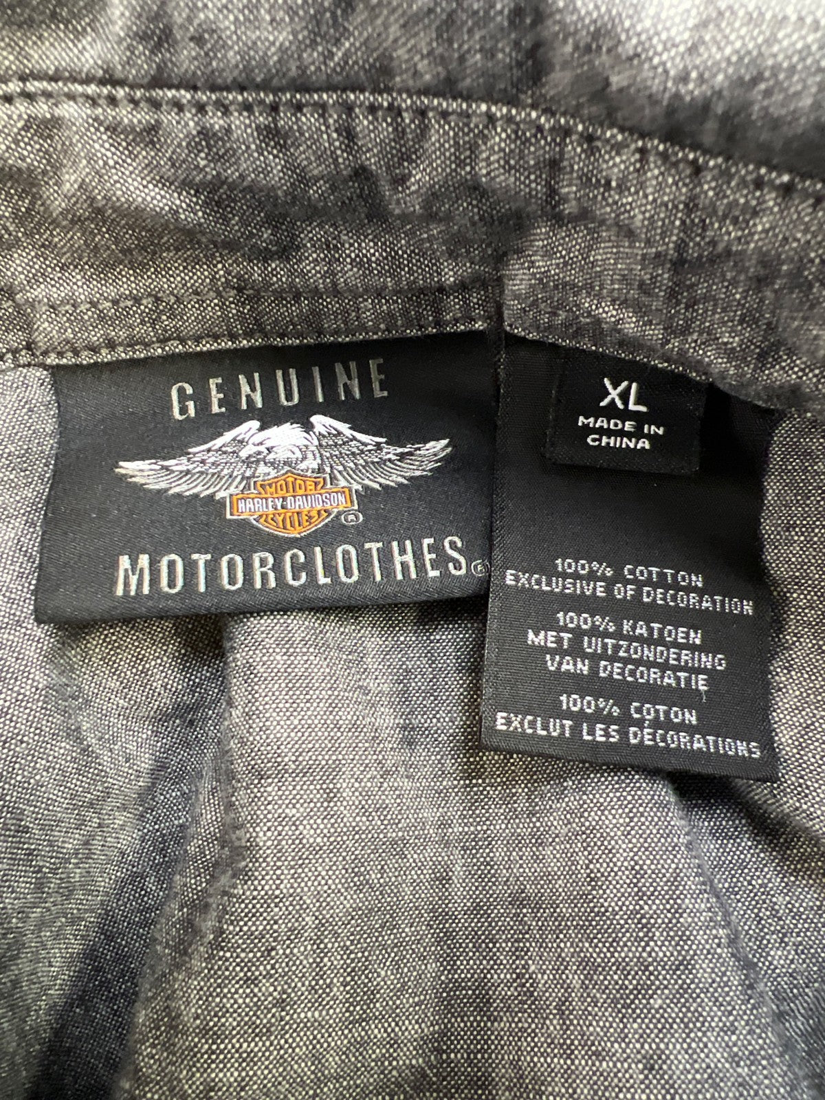 Harley Davidson. Men’s Gray Short Sleeve Button Up Shirt - XL