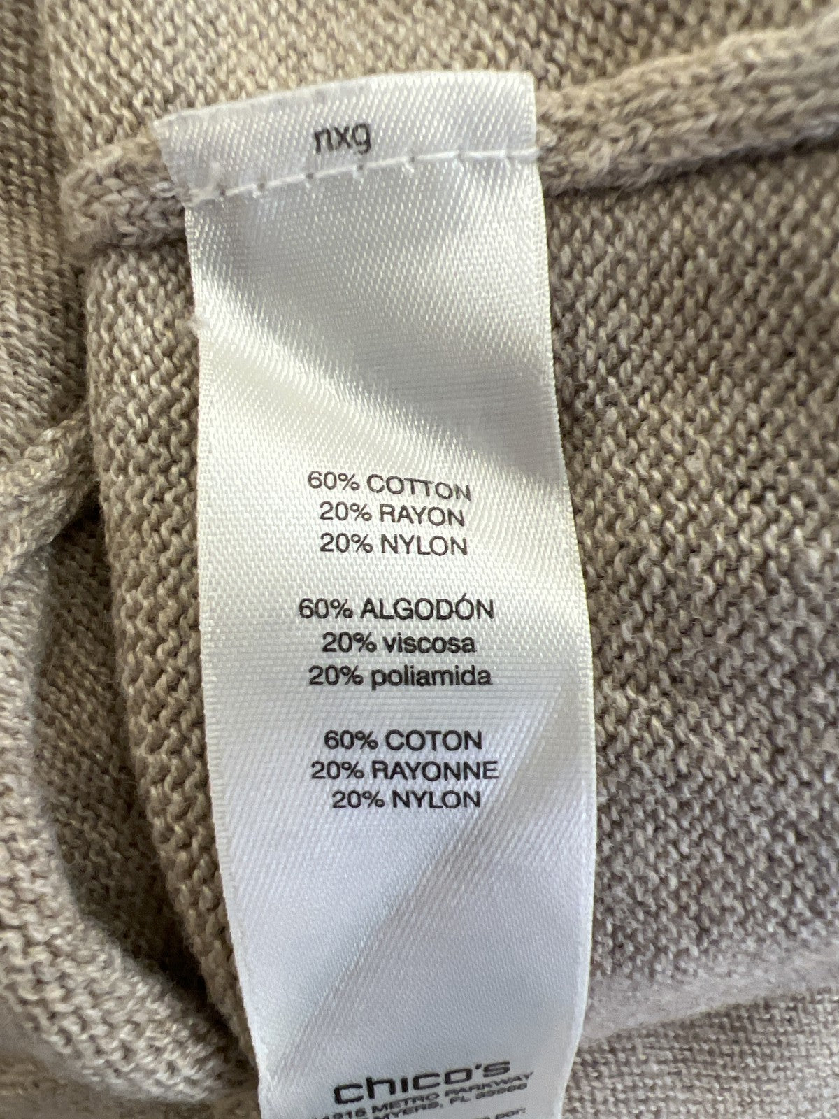 Chico’s Women’s Beige Long Sleeve Open Front Cardigan Sweater - 1/US M