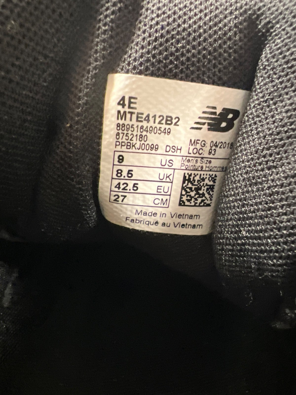 New Balance Men’s Black 412 All Terrain Trail Running Shoes - 9 Extra Wide