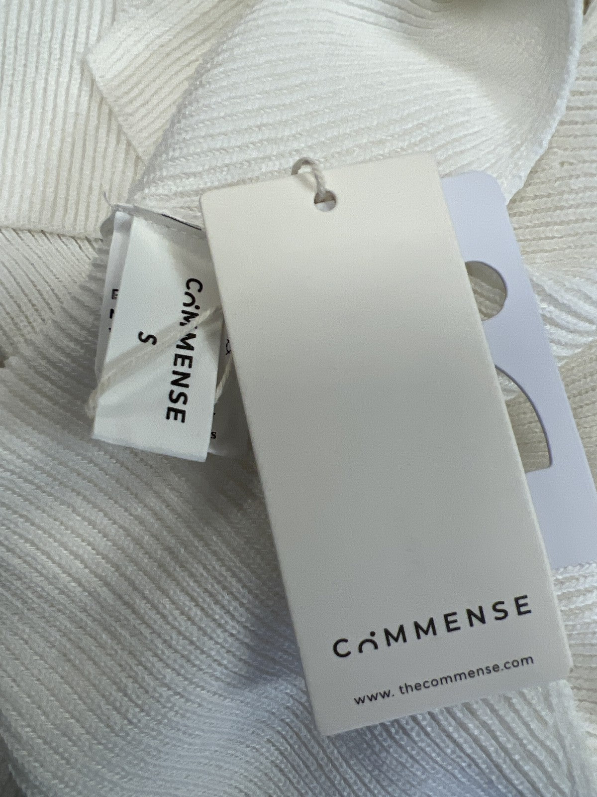 Commense Women’s Ivory/White Ribbed Long Sleeve Sweater Shirt - S