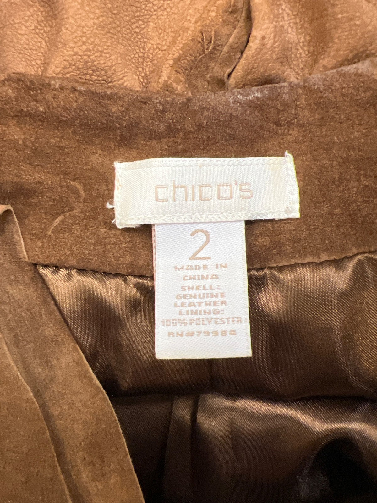 Chico’s Women’s Brown Suede Pleated Front Full Zip Jacket - 2/US L