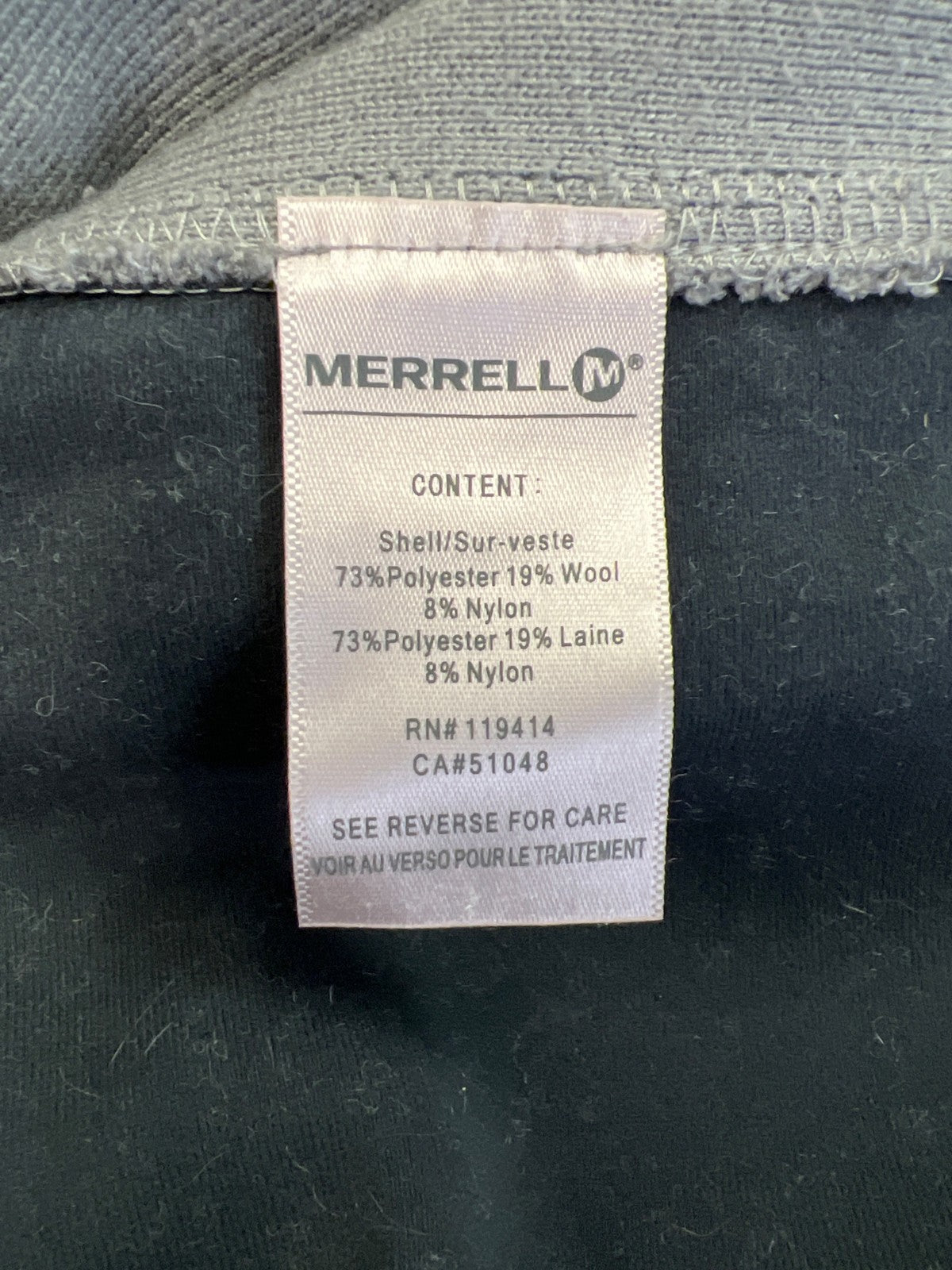 Merrell Men’s Gray Wool Blend Aeroblock 1/4 Zip Pullover Jacket - XXL