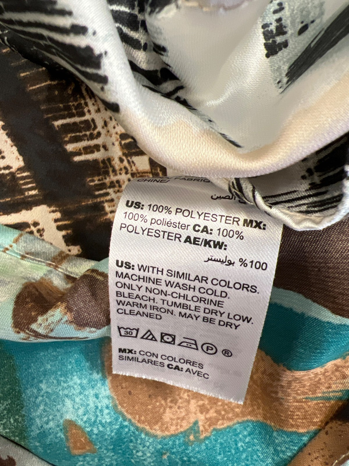 Chico’s Women’s Brown/Blue Short Sleeve Poncho Style Blouse - S/M