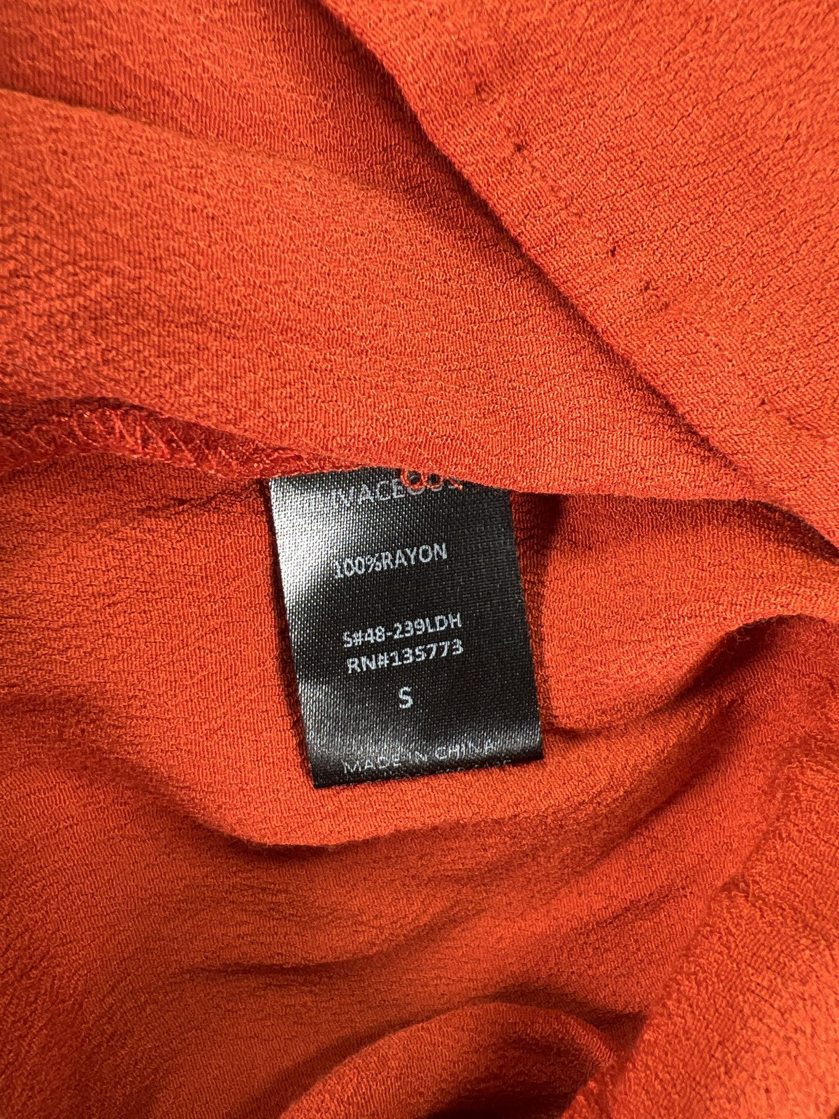 Olivaceous Women's Orange Long Sleeve Button Up Tie Waist Dress - S