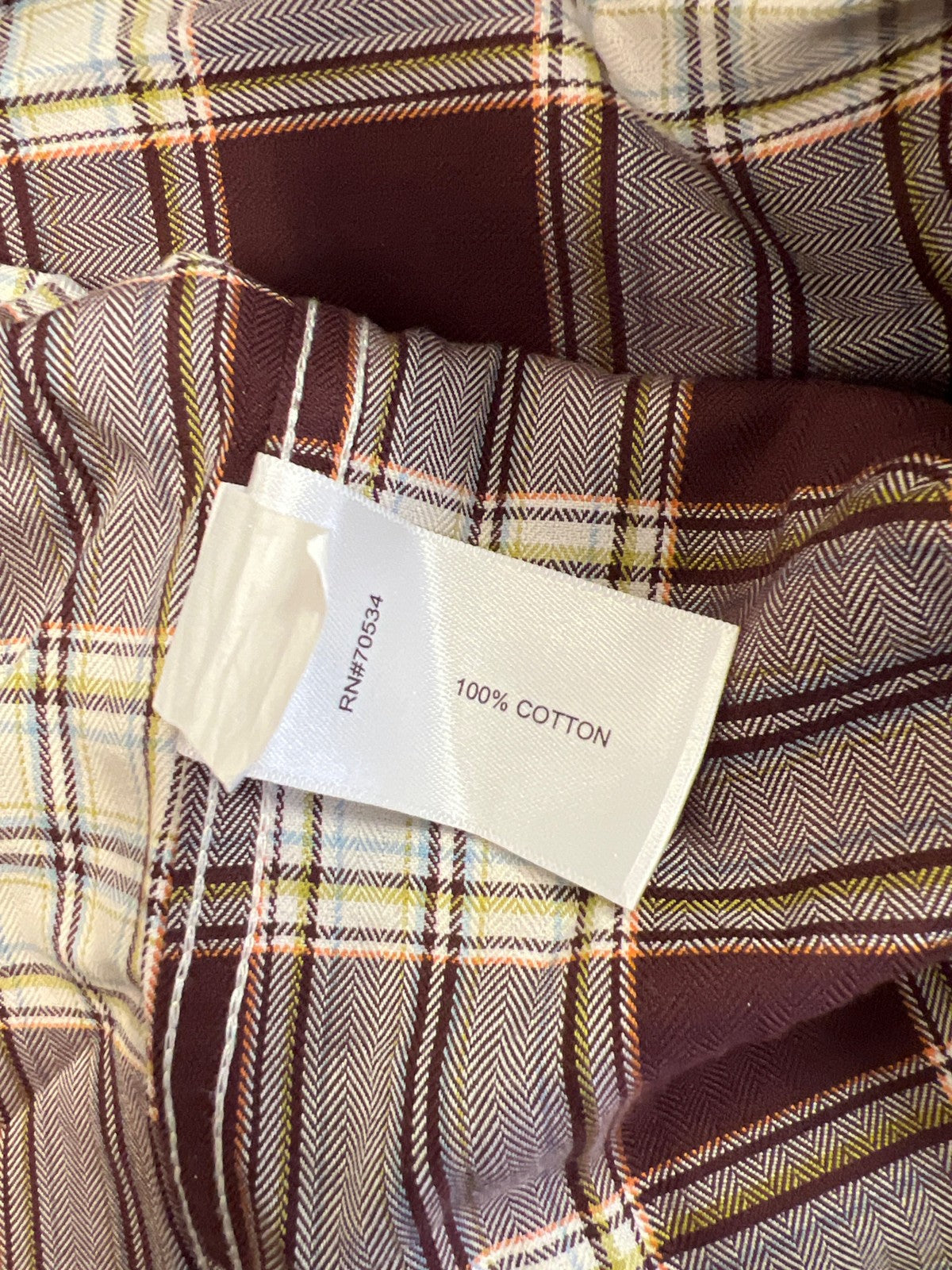 Orvis Men’s Dark Purple/Burgundy Plaid Long Sleeve Button Up Shirt - M