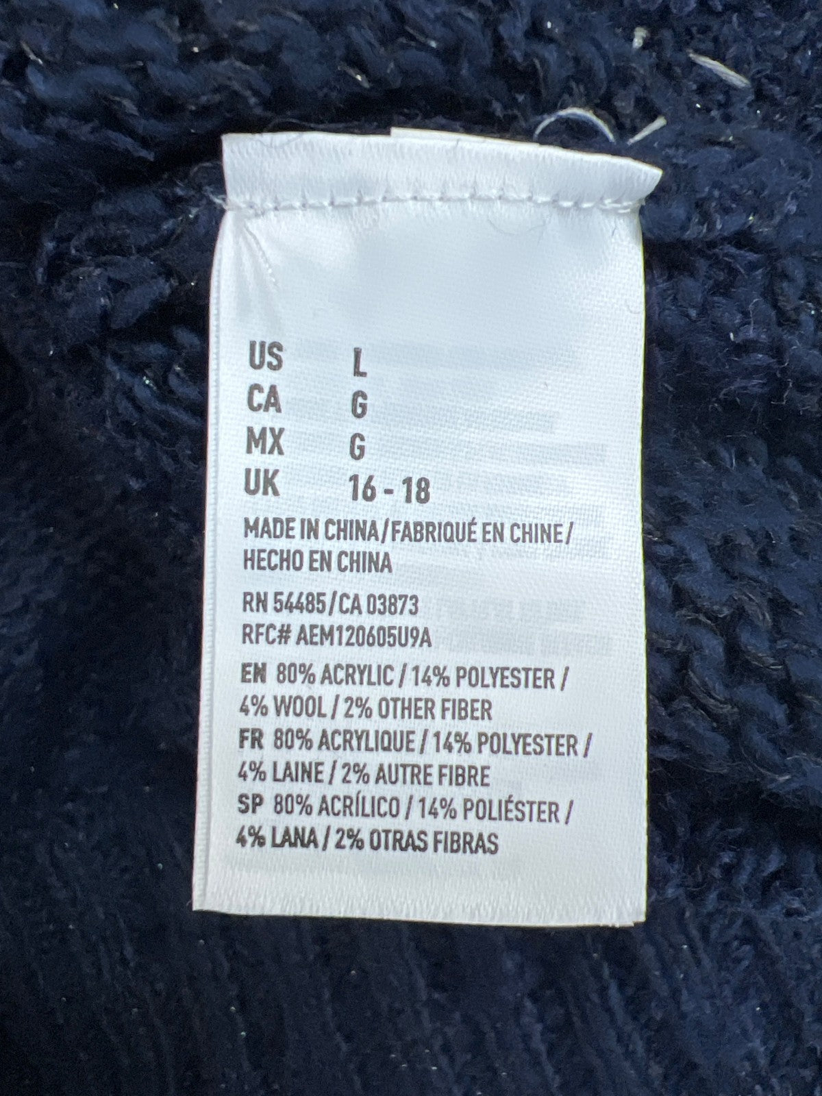 American Eagle Women’s Blue Open Knit Long Sleeve V-Neck Sweater - L