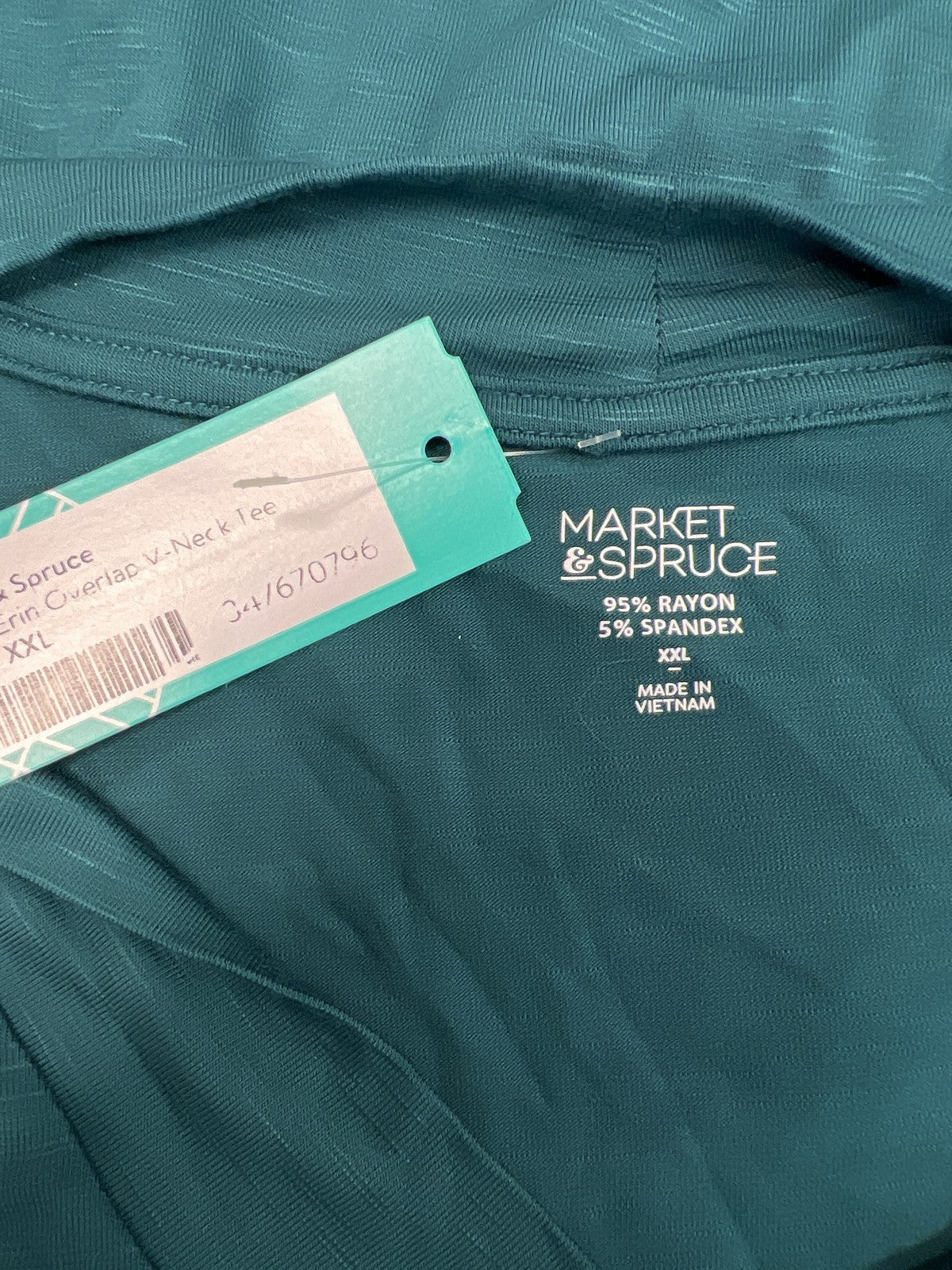 Market and Sprunce Women’s Green Short Sleeve V-Neck T-Shirt - XXL