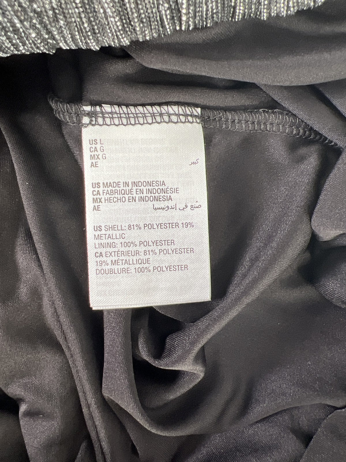 Alfani Women’s Silver Metallic Ribbed Long Sleeve Top - L