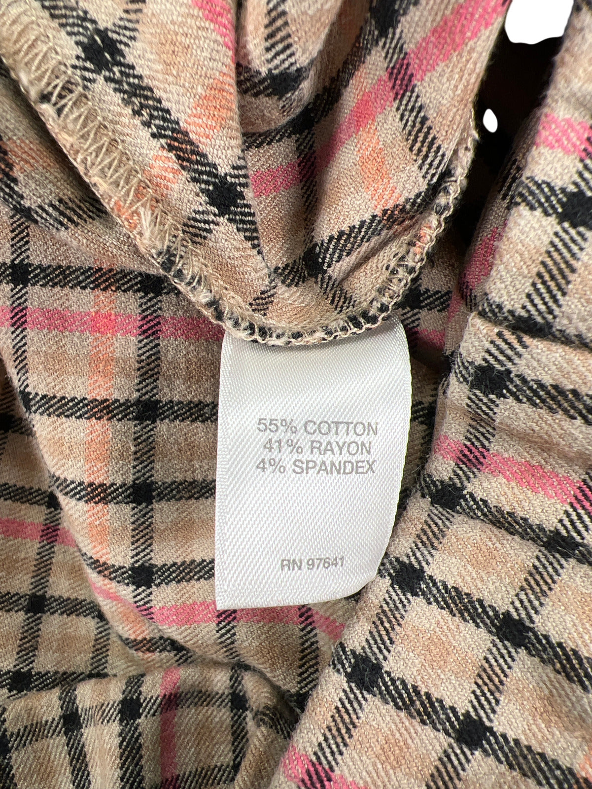 J.Jill Women’s Brown/Pink Plaid Premium Bistretch Pull On Pants - 6