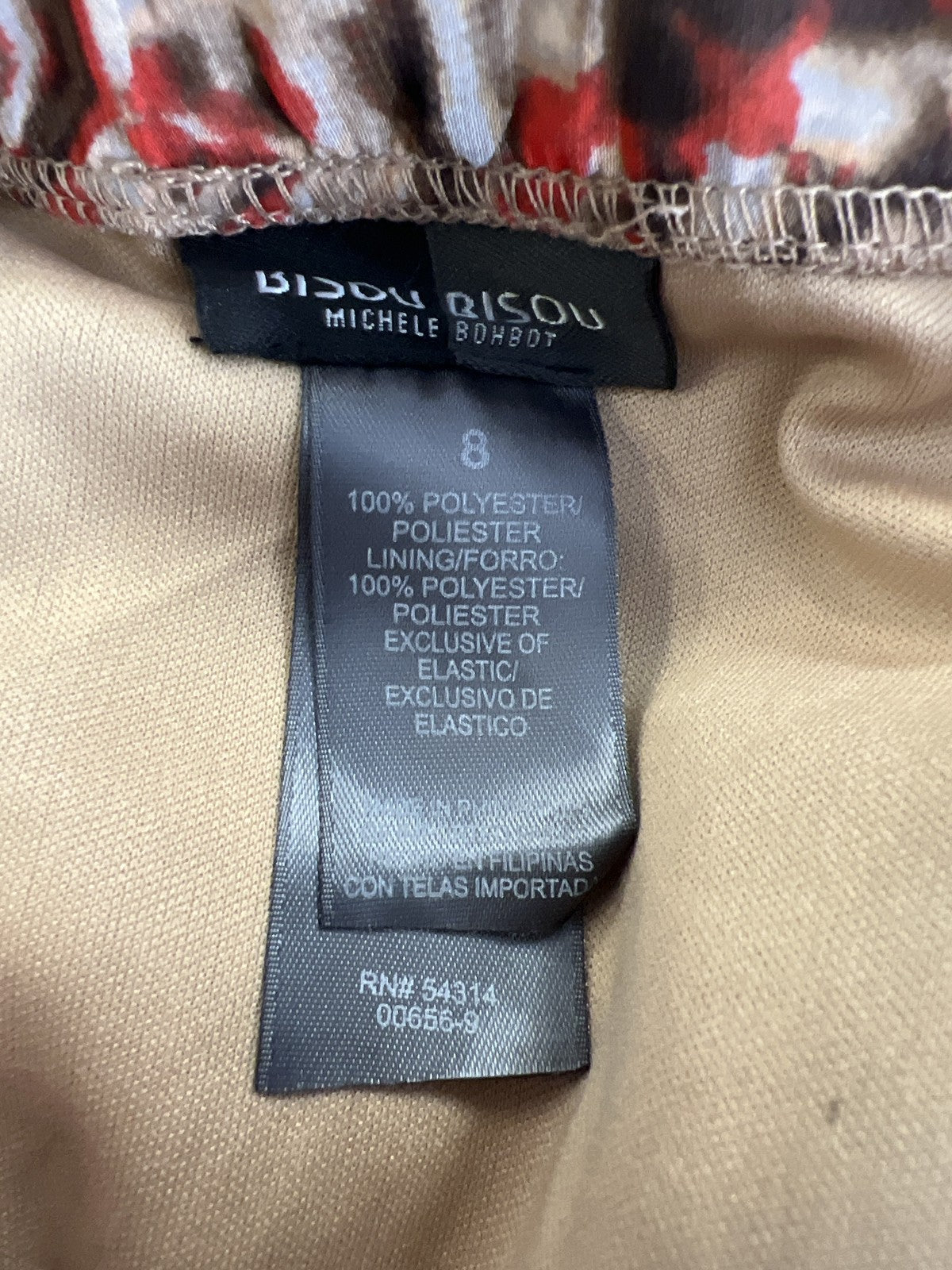 New Bisou Bisou Women’s Red/Beige Halter Neck Hi-Low Dress - 8