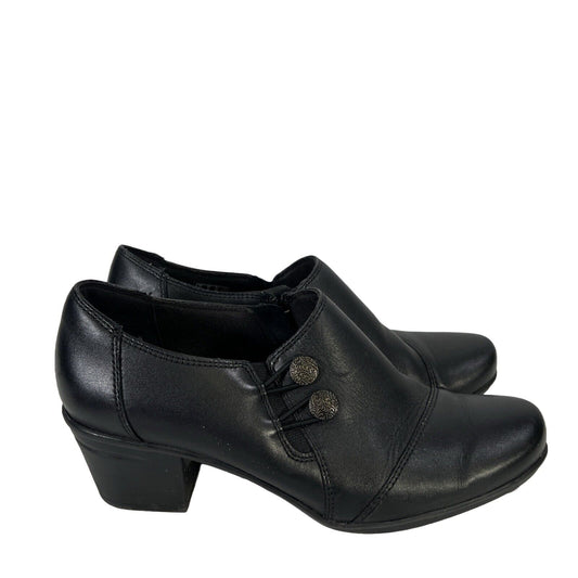 Collection by Clarks Women's Black Leather Emslie Clogs - 8