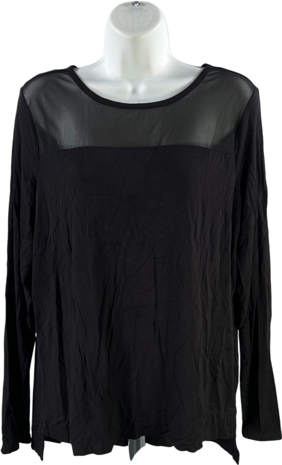 Tahari Women's Black Long Sleeve Mesh Top T-Shirt L – The Resell