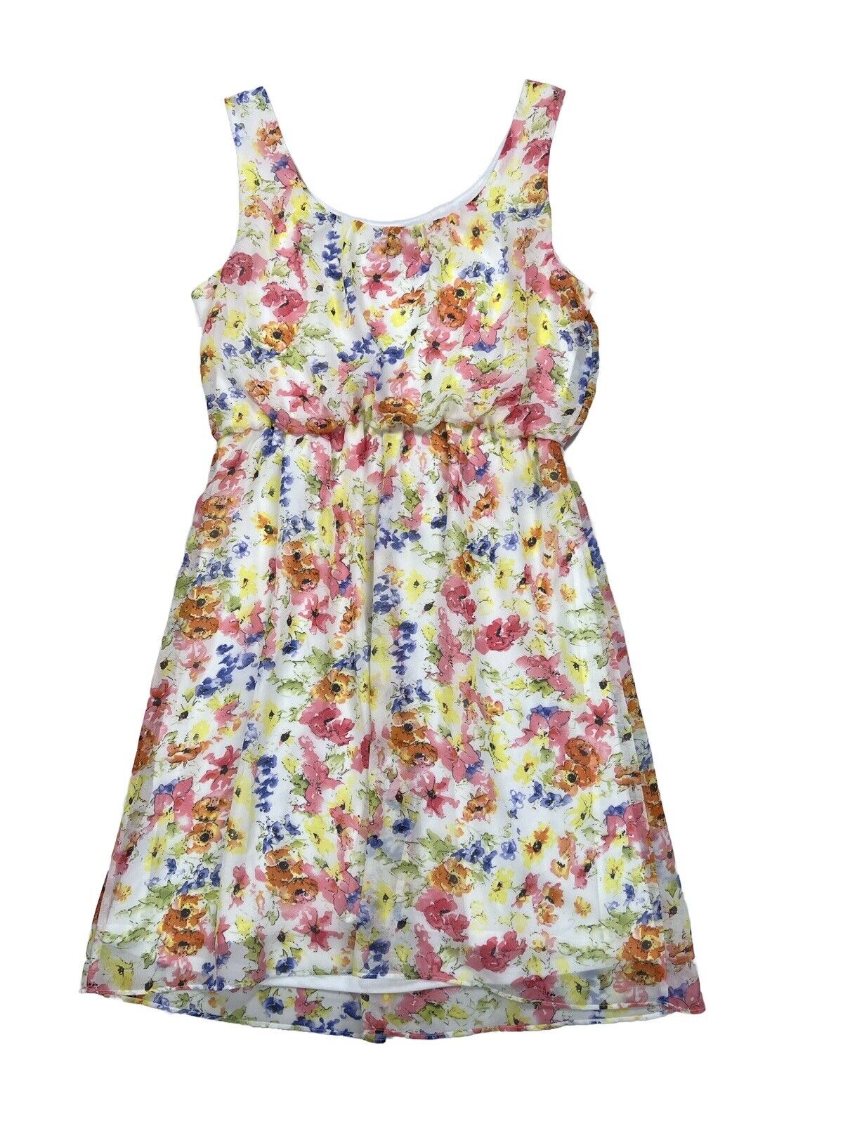 AGB Women's Multi-Color Floral Sheer Lined Sundress - 12