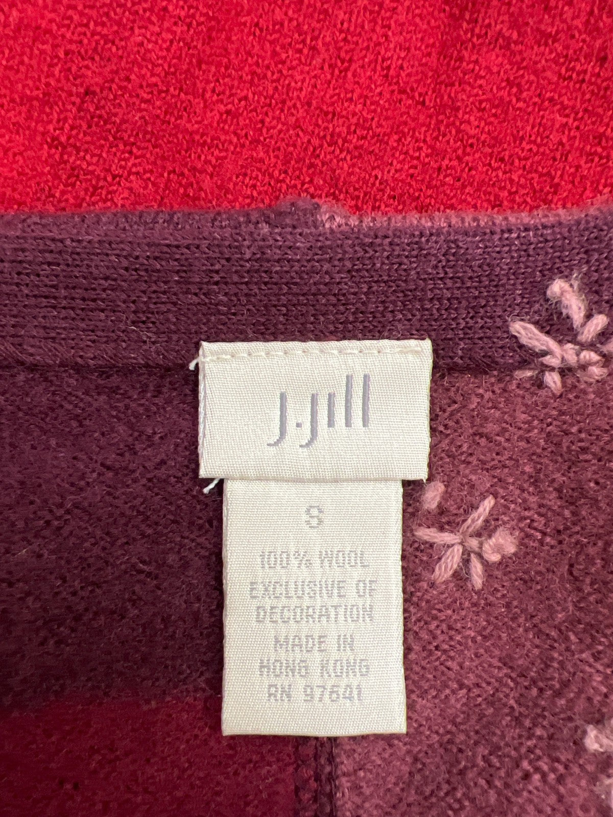 J.Jill Women’s Red Wool Long Sleeve Button Up Cardigan Sweater - S